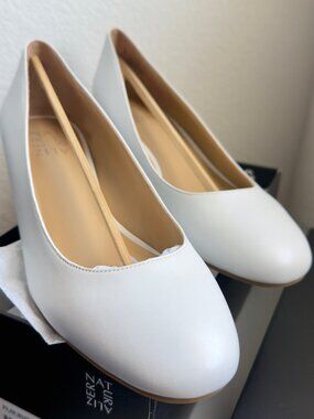 Naturalizer Pilar White Leather Wedge Pump 8M